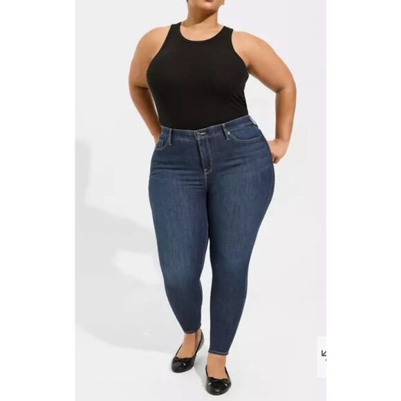 Torrid Womens Premium Sky High Skinny Fit Size 18R Dark Wash Denim Jeans - Picture 1 of 12